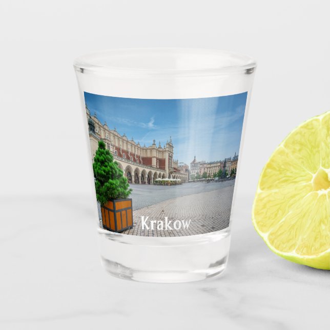 Hauptplatz der Altstadt von Krakau, Polen Schnapsglas (Vorderseite)