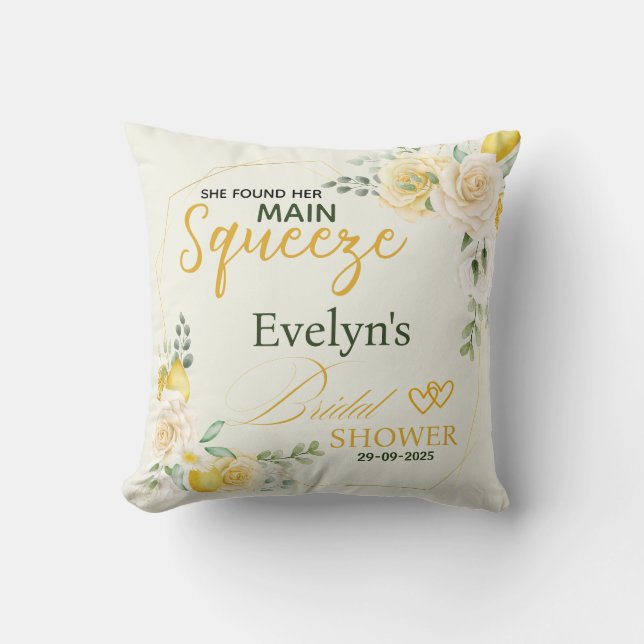 Hauptpresse Elegantes Brautparty Lemon Kissen (Vorderseite)