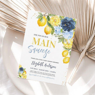 Hauptpresse Lemon Blue Floral Brautparty Einladung