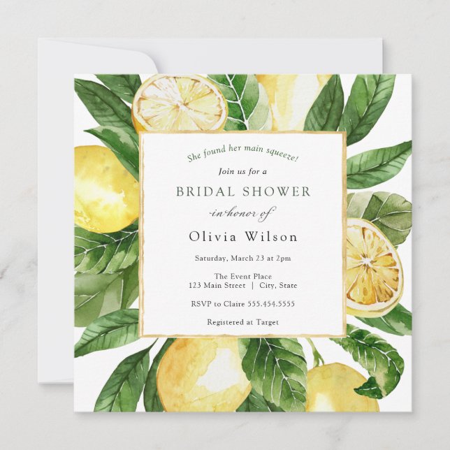 Hauptpresse Lemon Bridal Dusche Einladung (Vorderseite)