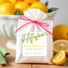 Hauptpresse Lemon Gender Neutral Baby Dusche Quadratischer Aufkleber