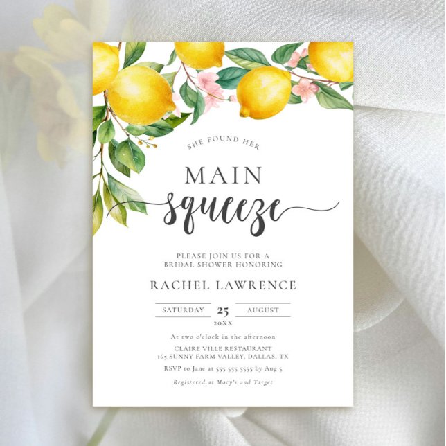 Hauptpresse Lemon Pink Floral Brautparty Einladung (Von Creator hochgeladen)