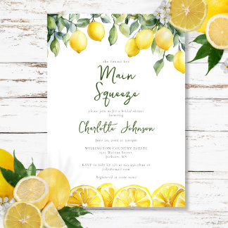 Hauptpresse Modernes Brautparty Wasserfarben Lemon Einladung