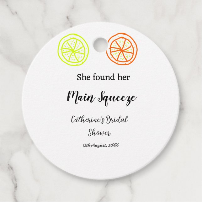 Hauptqueeze ZitronenZitrusfrüchte Brautparty Name  Geschenkanhänger (Vorderseite)