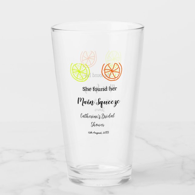 Hauptqueeze ZitronenZitrusfrüchte Brautparty Name  Glas (Vorderseite)