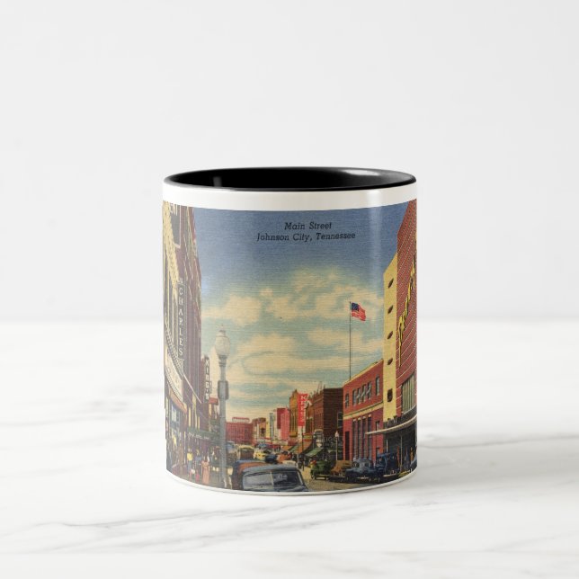 Hauptst., Johnson City, Tennessee Vintag Zweifarbige Tasse (Mittel)