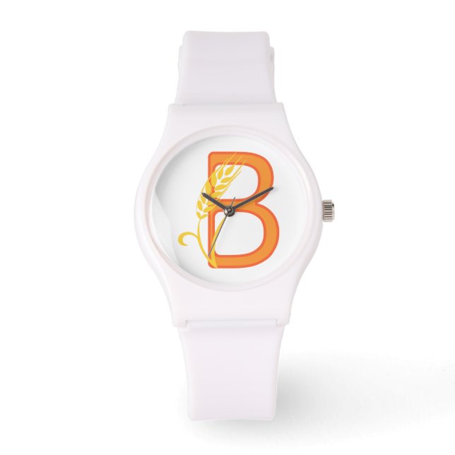 Hauptstadt B florale Monogramm Armbanduhr (Vorderseite)