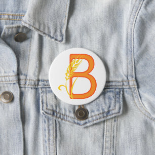 Hauptstadt B florale Monogramm Button