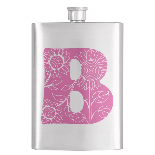 Hauptstadt B florale Monogramm Flachmann (Vorderseite)