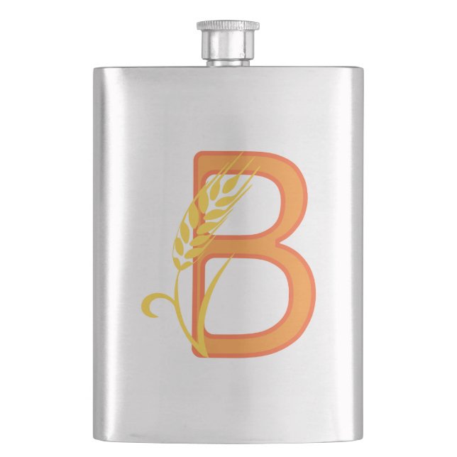 Hauptstadt B florale Monogramm Flachmann (Vorderseite)