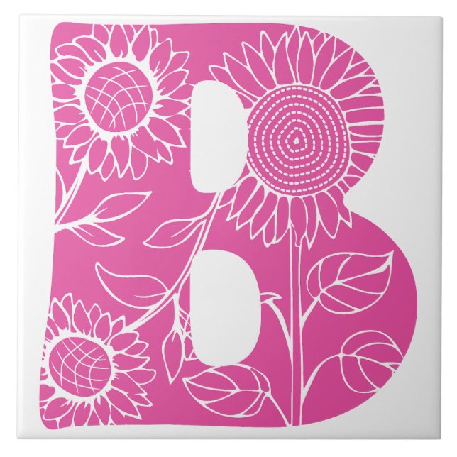 Hauptstadt B florale Monogramm Fliese (Vorderseite)