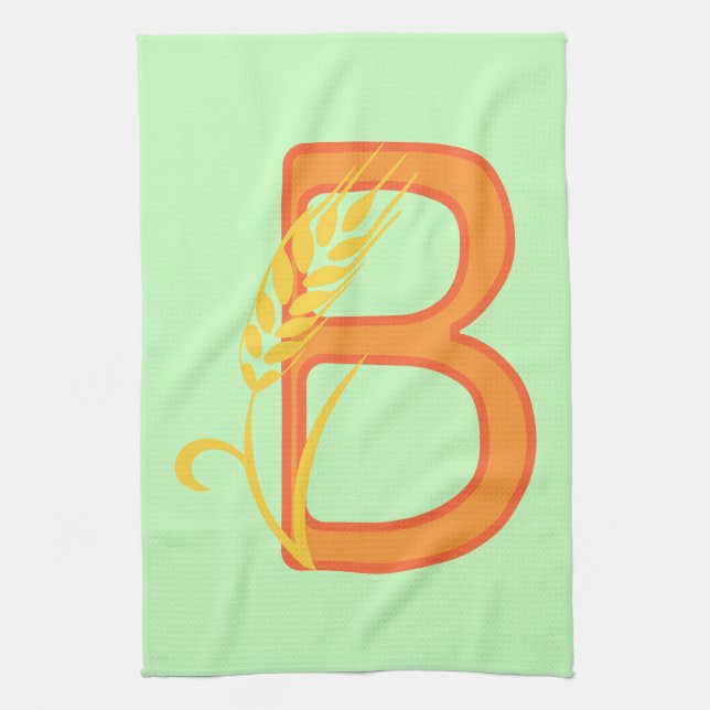 Hauptstadt B florale Monogramm Geschirrtuch (Vertikal)