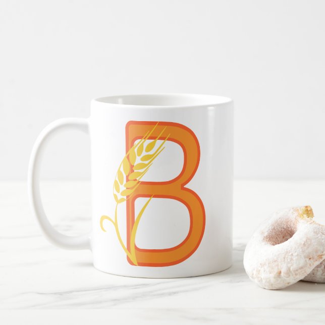 Hauptstadt B florale Monogramm Kaffeetasse (Mit Donut)