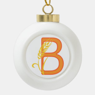 Hauptstadt B florale Monogramm Keramik Kugel-Ornament