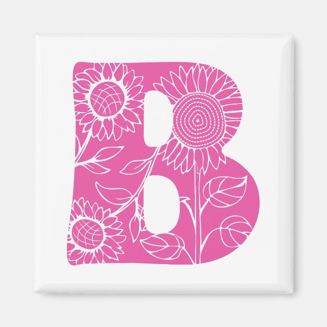 Hauptstadt B florale Monogramm Magnet (Vorne)