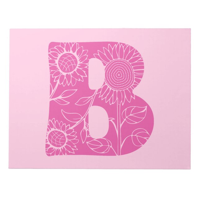 Hauptstadt B florale Monogramm Notizblock (Vorderseite)