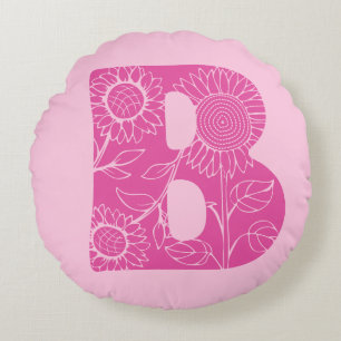 Hauptstadt B florale Monogramm Rundes Kissen