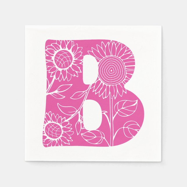 Hauptstadt B florale Monogramm Serviette (Vorderseite)