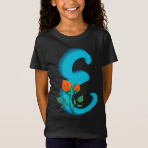 Hauptstadt Brief E florale Monogramm T-Shirt