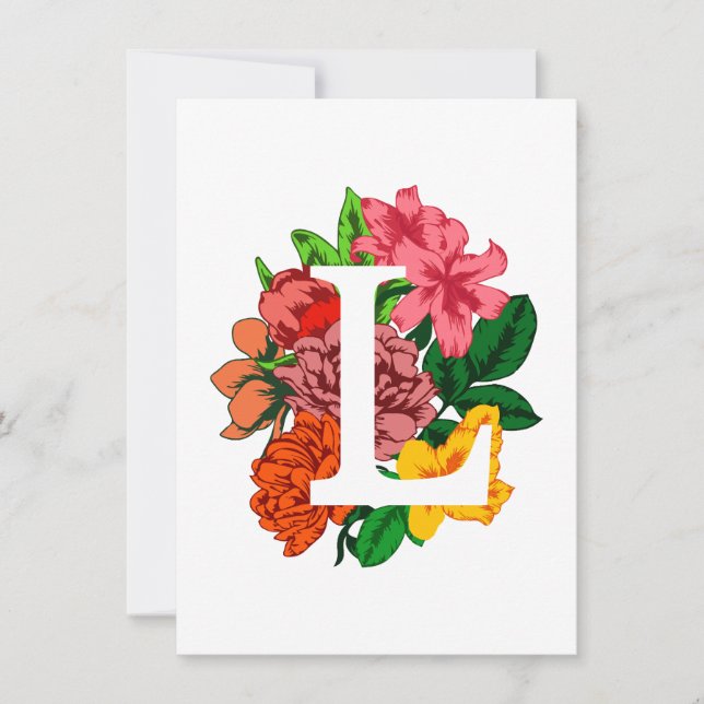 Hauptstadt Brief L floral monogramm Einladung (Vorderseite)