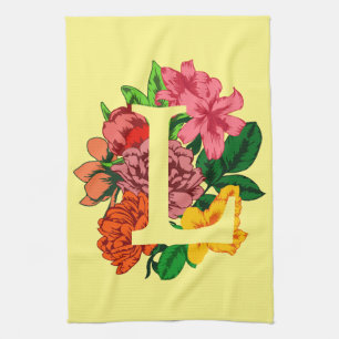 Hauptstadt Brief L floral monogramm Geschirrtuch