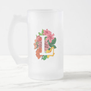Hauptstadt Brief L floral monogramm Mattglas Bierglas