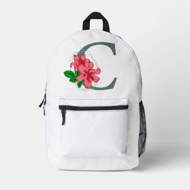 Hauptstadt Buchstabe C florale Monogramm Bedruckter Rucksack (Vorderseite)