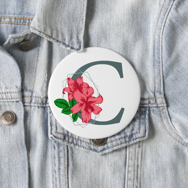Hauptstadt Buchstabe C florale Monogramm Button (Beispiel)