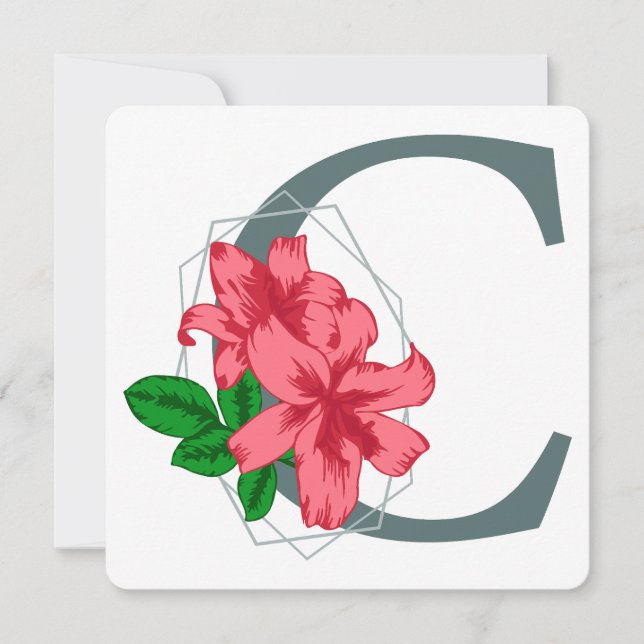 Hauptstadt Buchstabe C florale Monogramm Einladung (Vorderseite)