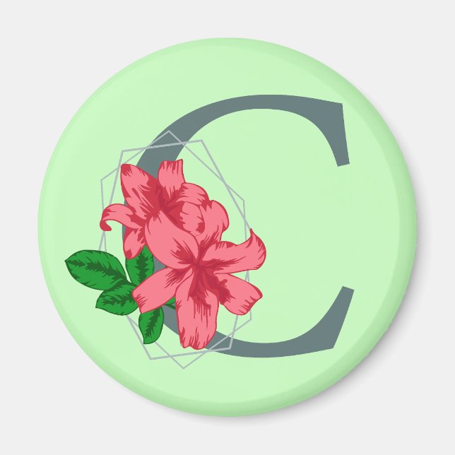 Hauptstadt Buchstabe C florale Monogramm Magnet (Vorne)