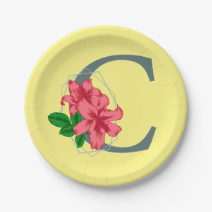 Hauptstadt Buchstabe C florale Monogramm Pappteller