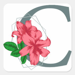 Hauptstadt Buchstabe C florale Monogramm Quadratischer Aufkleber