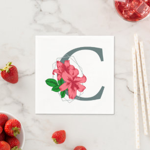 Hauptstadt Buchstabe C florale Monogramm Serviette