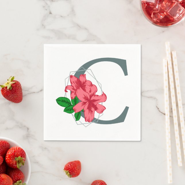 Hauptstadt Buchstabe C florale Monogramm Serviette (Beispiel)