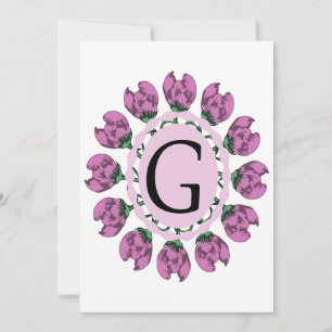 Hauptstadt Buchstabe G florale Monogramm Dankeskarte