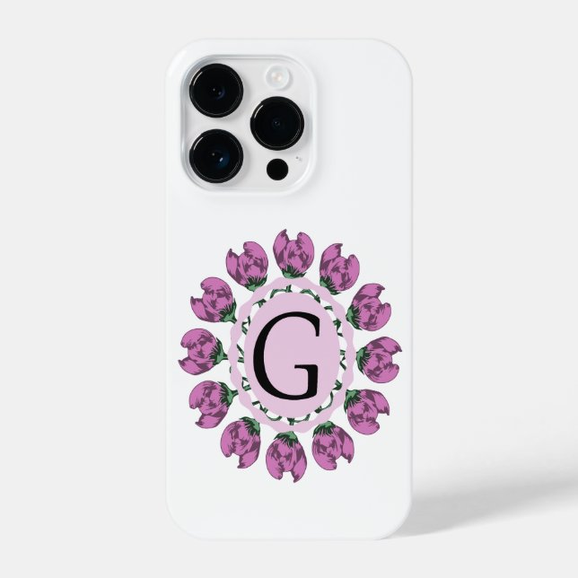 Hauptstadt Buchstabe G florale Monogramm iPhone 14 Pro Hülle (Rückseite)