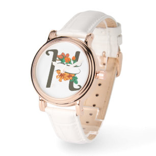 Hauptstadt H florale Monogramm Armbanduhr