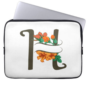 Hauptstadt H florale Monogramm Laptopschutzhülle