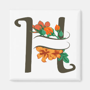 Hauptstadt H florale Monogramm Magnet