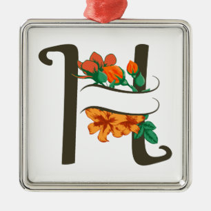 Hauptstadt H florale Monogramm Ornament Aus Metall