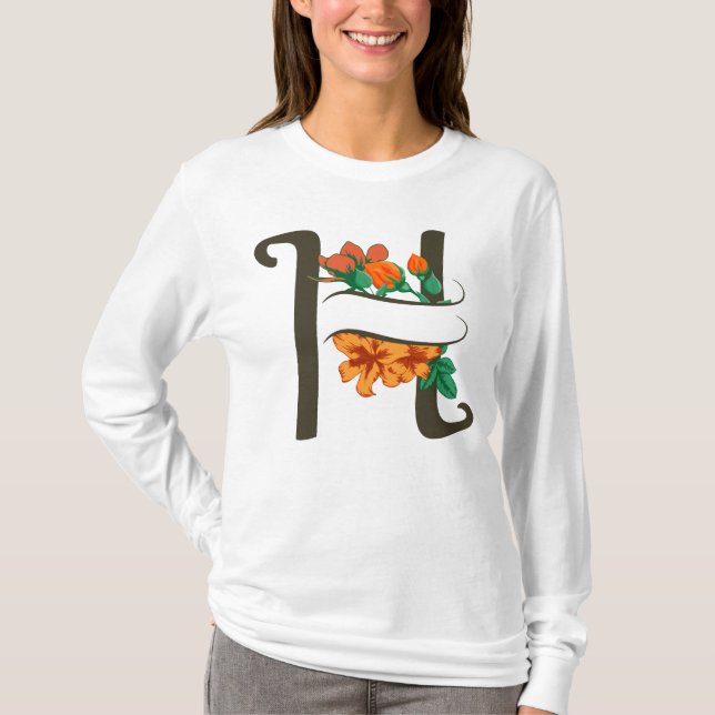 Hauptstadt H florale Monogramm T-Shirt (Vorderseite)