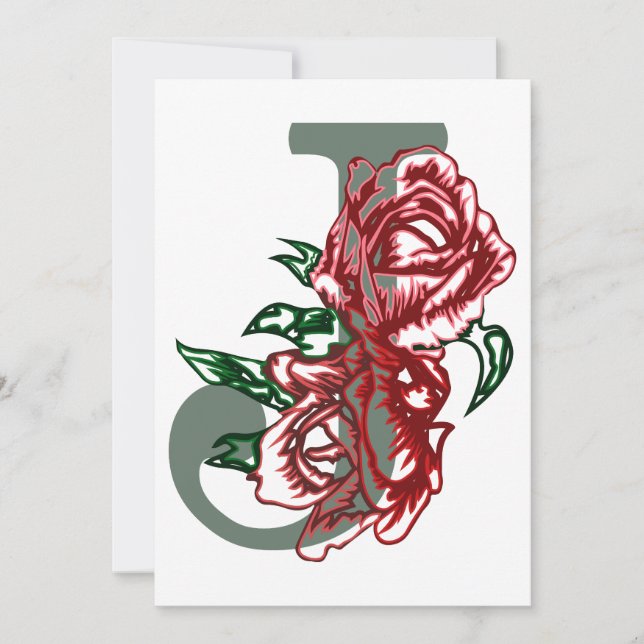 Hauptstadt J floral monogramm Feiertagskarte (Vorderseite)