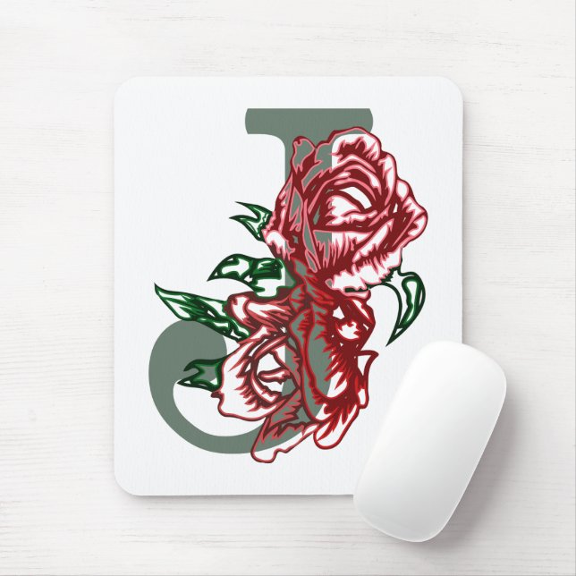 Hauptstadt J floral monogramm Mousepad (Mit Mouse)
