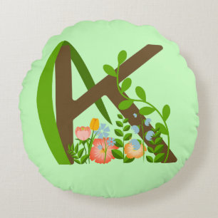 Hauptstadt K florale Monogramm Rundes Kissen