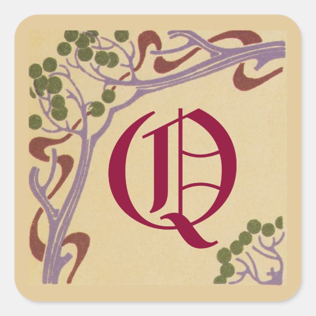 Hauptstadt Letter Q Art Nouveau Stickers von Janz (Vorderseite)