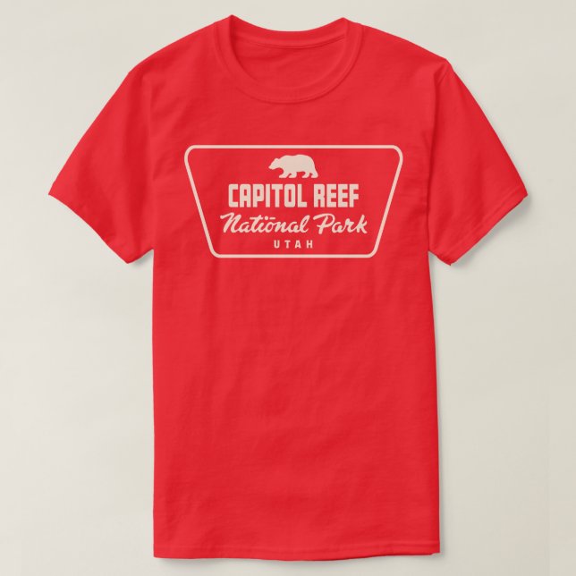 Hauptstadt Reef National Park Bear Abzeichen Tan T-Shirt (Design vorne)