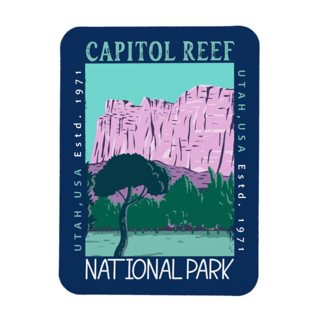 Hauptstadt Reef Nationalpark Utah Distressed Retro Magnet (Vertikal)