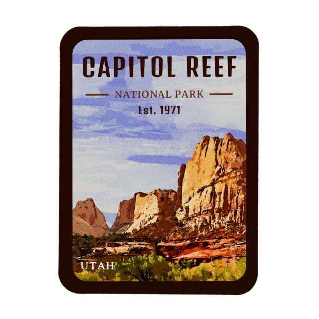 Hauptstadt Reef Nationalpark Utah Wüste Wasserfarb Magnet (Vertikal)