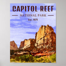 Hauptstadt Reef Nationalpark Utah Wüste Wasserfarb