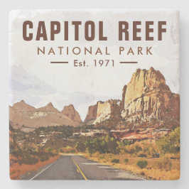 Hauptstadt Reef Nationalpark Utah Wüste Wasserfarb Steinuntersetzer